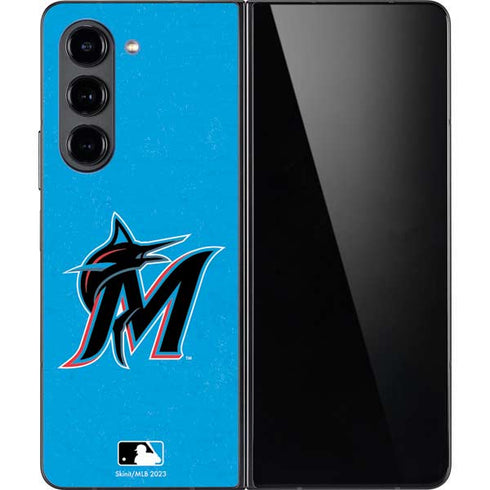 MLB Miami Marlins Solid Distressed Galaxy Z Fold5 5G Skin