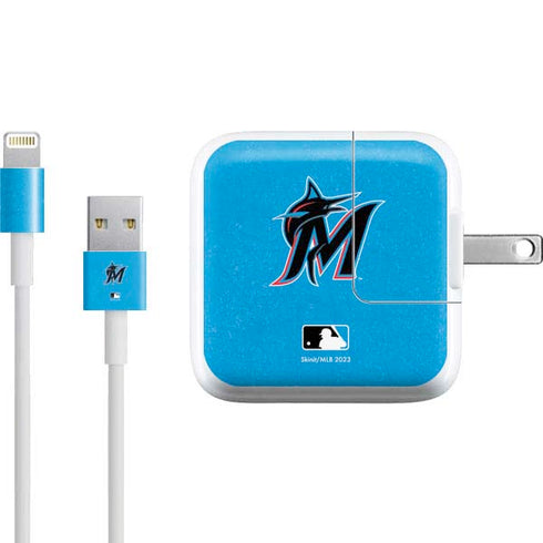 MLB Miami Marlins Solid Distressed iPad Charger (10W USB) Skin