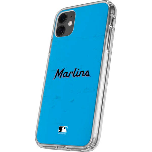 MLB Miami Marlins Solid Distressed iPhone 11 Clear Case