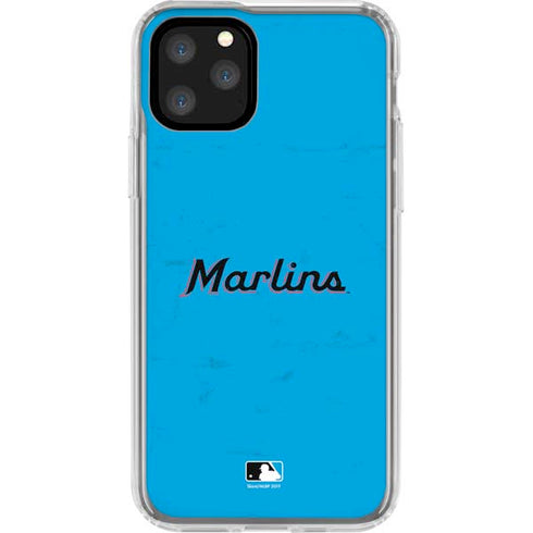 MLB Miami Marlins Solid Distressed iPhone 11 Pro Clear Case