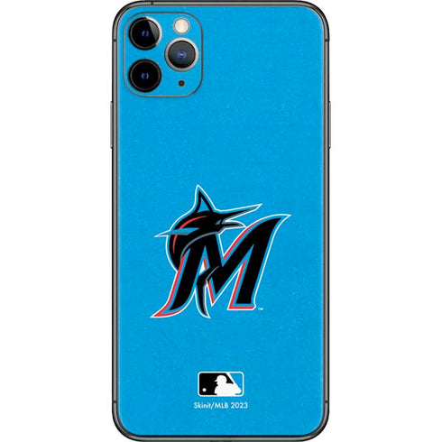 MLB Miami Marlins Solid Distressed iPhone 11 Pro Max Skin