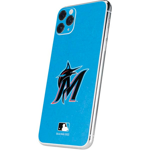 MLB Miami Marlins Solid Distressed iPhone 11 Pro Max Skin