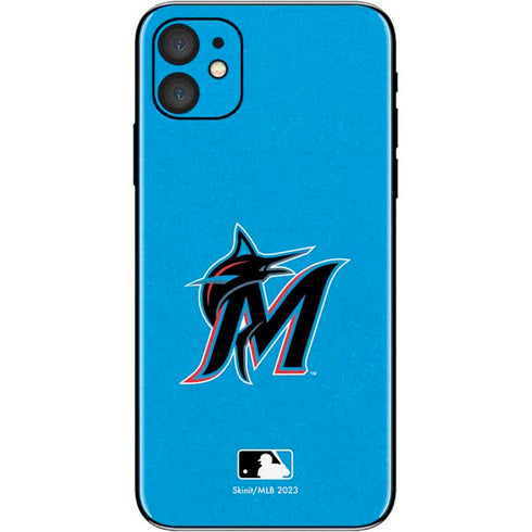 MLB Miami Marlins Solid Distressed iPhone 11 Skin