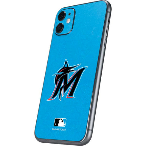 MLB Miami Marlins Solid Distressed iPhone 11 Skin
