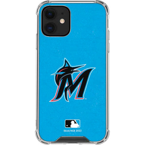 MLB Miami Marlins Solid Distressed iPhone 12 Mini Clear Case