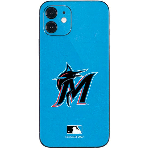 MLB Miami Marlins Solid Distressed iPhone 12 Mini Skin