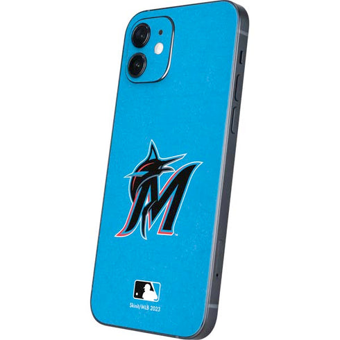 MLB Miami Marlins Solid Distressed iPhone 12 Mini Skin