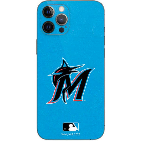 MLB Miami Marlins Solid Distressed iPhone 12 Pro Max Skin