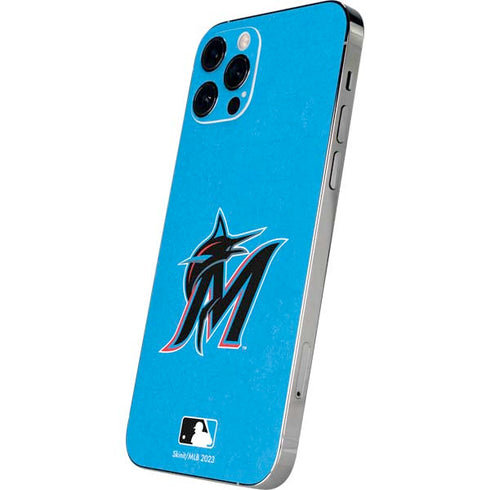 MLB Miami Marlins Solid Distressed iPhone 12 Pro Max Skin