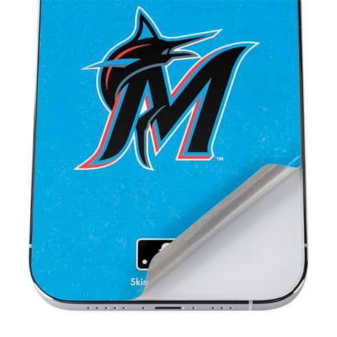 MLB Miami Marlins Solid Distressed iPhone 12 Pro Skin