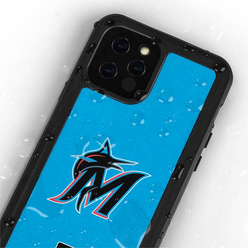 MLB Miami Marlins Solid Distressed iPhone 12 Pro Waterproof Case