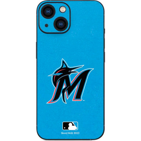 MLB Miami Marlins Solid Distressed iPhone 13 Mini Skin