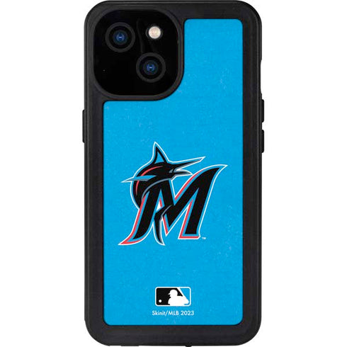 MLB Miami Marlins Solid Distressed iPhone 13 Mini Waterproof Case