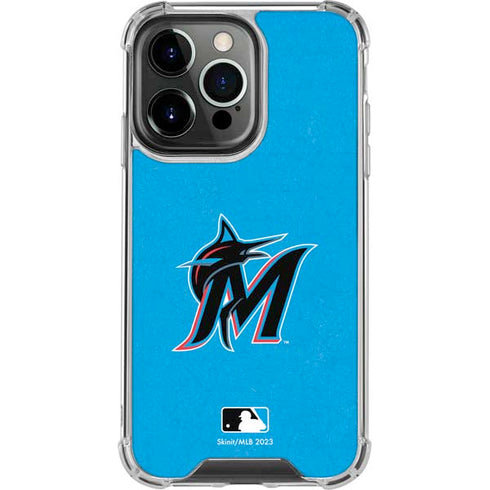 MLB Miami Marlins Solid Distressed iPhone 13 Pro Clear Case