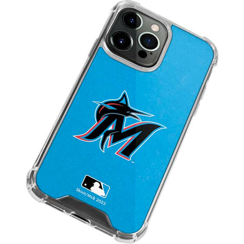 MLB Miami Marlins Solid Distressed iPhone 13 Pro Clear Case