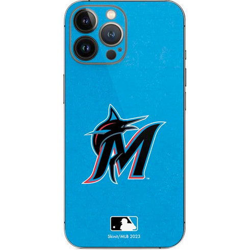 MLB Miami Marlins Solid Distressed iPhone 13 Pro Max Skin