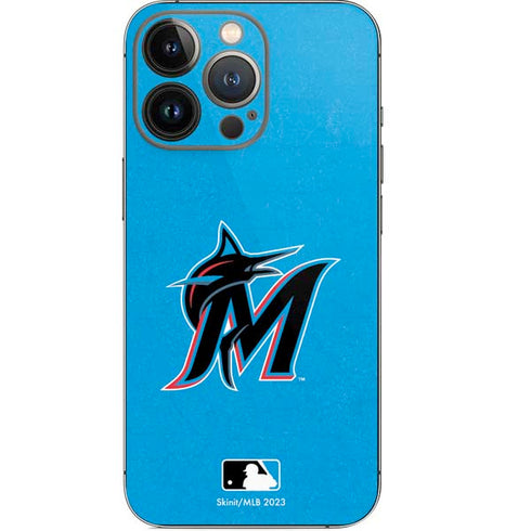 MLB Miami Marlins Solid Distressed iPhone 13 Pro Skin