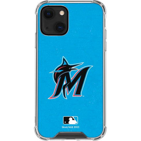 MLB Miami Marlins Solid Distressed iPhone 14 Clear Case