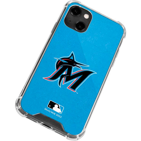 MLB Miami Marlins Solid Distressed iPhone 14 Clear Case