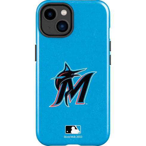 MLB Miami Marlins Solid Distressed iPhone 15 Plus Impact Case