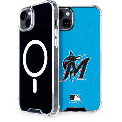 MLB Miami Marlins Solid Distressed iPhone 15 Plus MagSafe Case