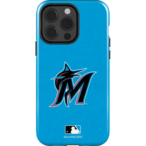 MLB Miami Marlins Solid Distressed iPhone 15 Pro Impact Case