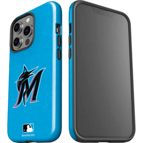 MLB Miami Marlins Solid Distressed iPhone 14 Pro Impact Case