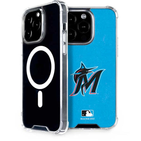 MLB Miami Marlins Solid Distressed iPhone 15 Pro MagSafe Case