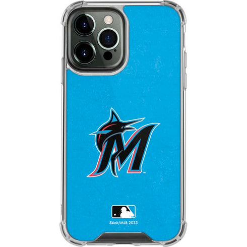 MLB Miami Marlins Solid Distressed iPhone 15 Pro Max Clear Case