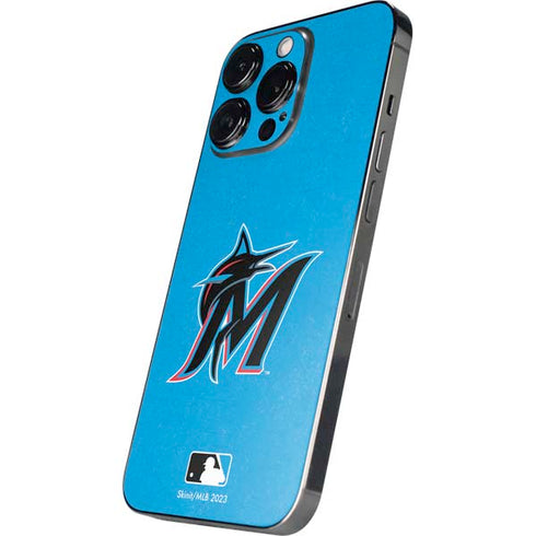 MLB Miami Marlins Solid Distressed iPhone 14 Pro Max Skin