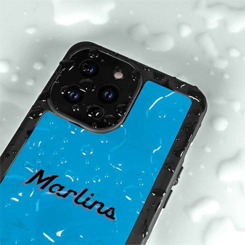 MLB Miami Marlins Solid Distressed iPhone 14 Pro Max Waterproof Case