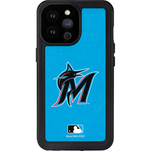 MLB Miami Marlins Solid Distressed iPhone 14 Pro Max Waterproof Case