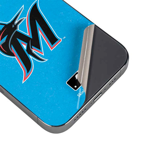 MLB Miami Marlins Solid Distressed iPhone 14 Pro Skin