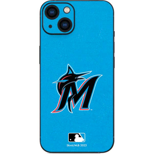 MLB Miami Marlins Solid Distressed iPhone 14 Skin