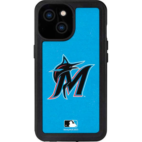 MLB Miami Marlins Solid Distressed iPhone 15 Waterproof Case