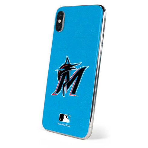 MLB Miami Marlins Solid Distressed iPhone X Skin