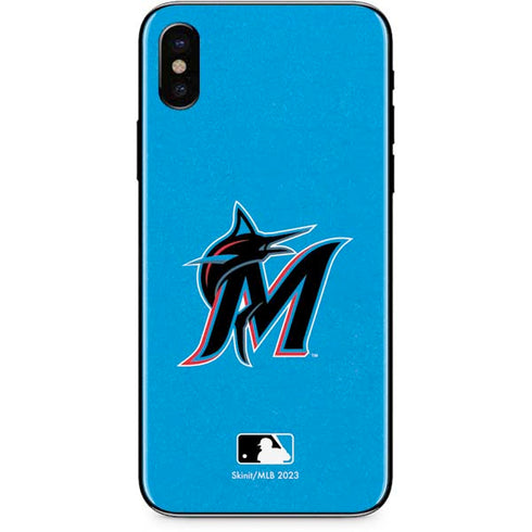 MLB Miami Marlins Solid Distressed iPhone XS Max Skin
