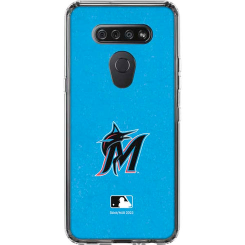 MLB Miami Marlins Solid Distressed LG K51/Q51 Clear Case