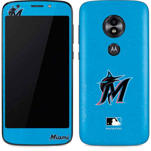 MLB Miami Marlins Solid Distressed Moto E5 Play Skin