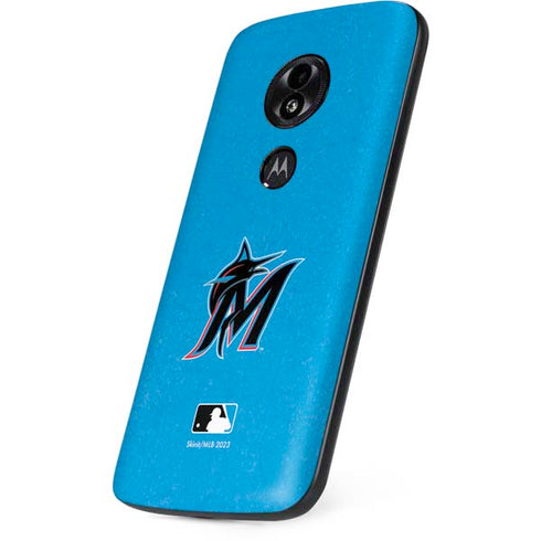 MLB Miami Marlins Solid Distressed Moto E5 Play Skin