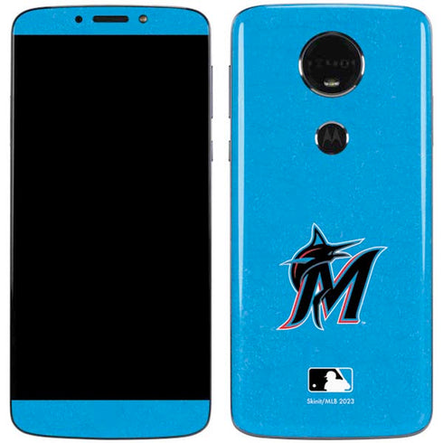 MLB Miami Marlins Solid Distressed Moto E5 Plus Skin