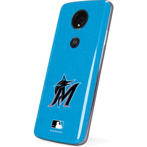 MLB Miami Marlins Solid Distressed Moto E5 Plus Skin