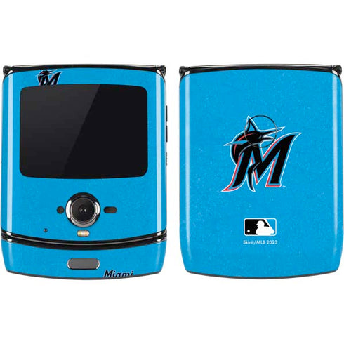 MLB Miami Marlins Solid Distressed Motorola RAZR Skin