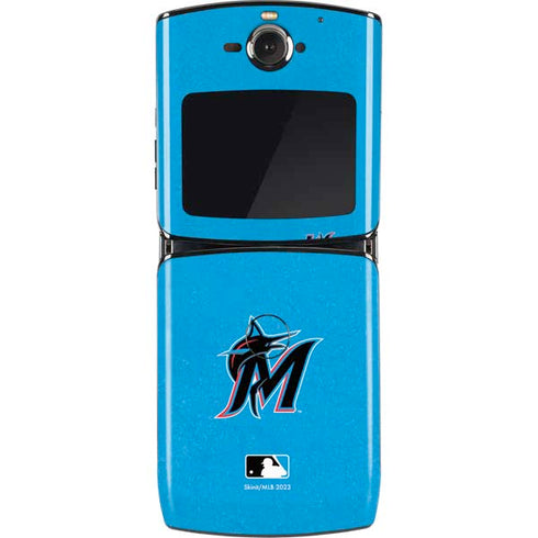 MLB Miami Marlins Solid Distressed Motorola RAZR Skin