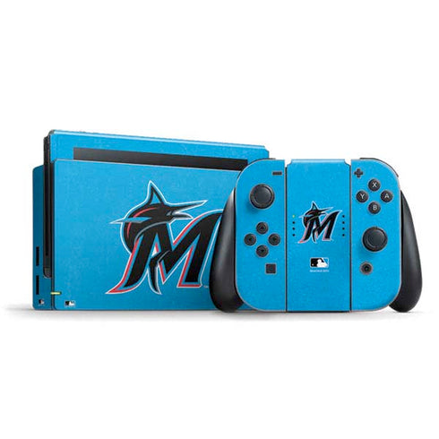 MLB Miami Marlins Solid Distressed Nintendo Switch Bundle Skin
