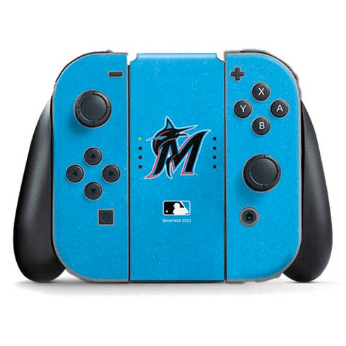 MLB Miami Marlins Solid Distressed Nintendo Switch (2017-2021) Joy-Con Controller Skin