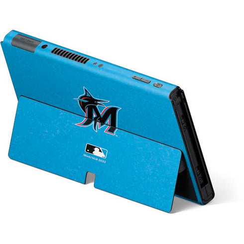 MLB Miami Marlins Solid Distressed Nintendo Switch OLED (2021) Skin
