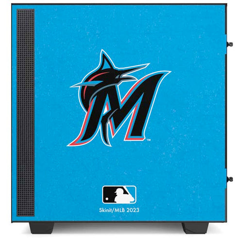 MLB Miami Marlins Solid Distressed NZXT H510 Compact ATX Mid-Tower Case Skin