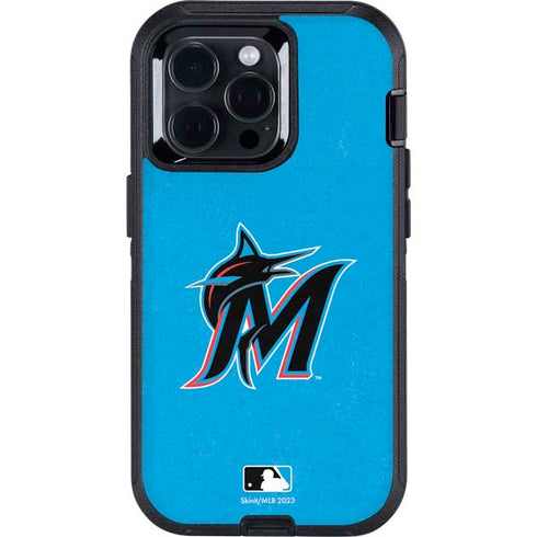 MLB Miami Marlins Solid Distressed Otterbox Defender iPhone Skin