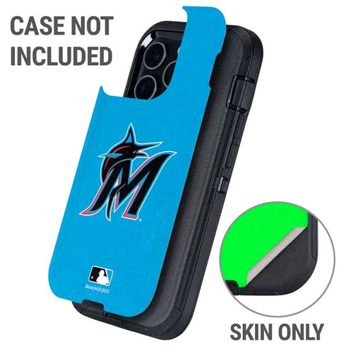 MLB Miami Marlins Solid Distressed Otterbox Defender iPhone Skin